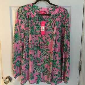 Lilly silk Elsa blouse in Mandevilla Baby